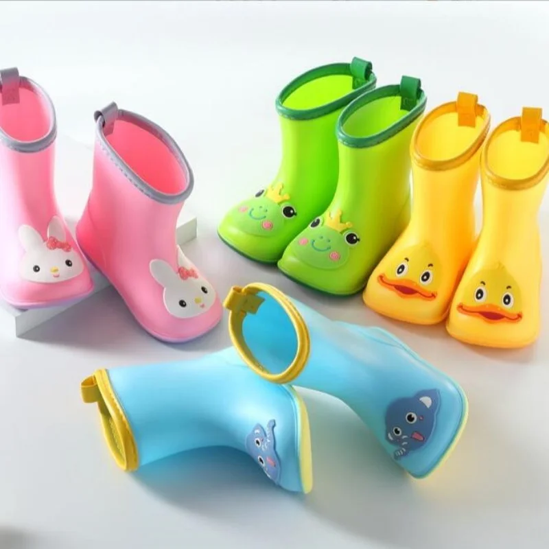 

Wide Round Toe Children Rainboots Baby Rubber Waterproof Kids Water Shoes Lovely Cartoon Rain Boots Platform