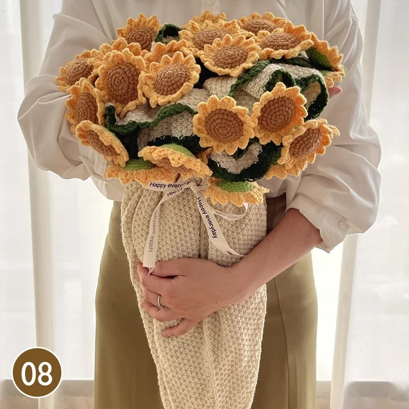 

Crocheted Rose Bouquet Blanket 80/110cm Knitted Style Throw for Sofa Bed Home Decor Floral Decorative Blanket