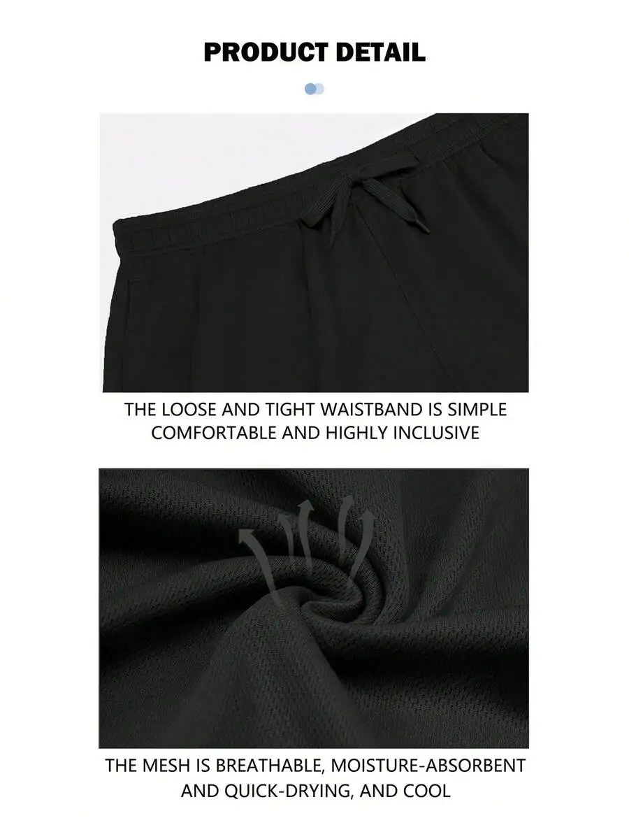 

Mens Breathable Mesh Shorts Loose Fit Drawstring Waist Gym Running Lounge Wear Black Gray