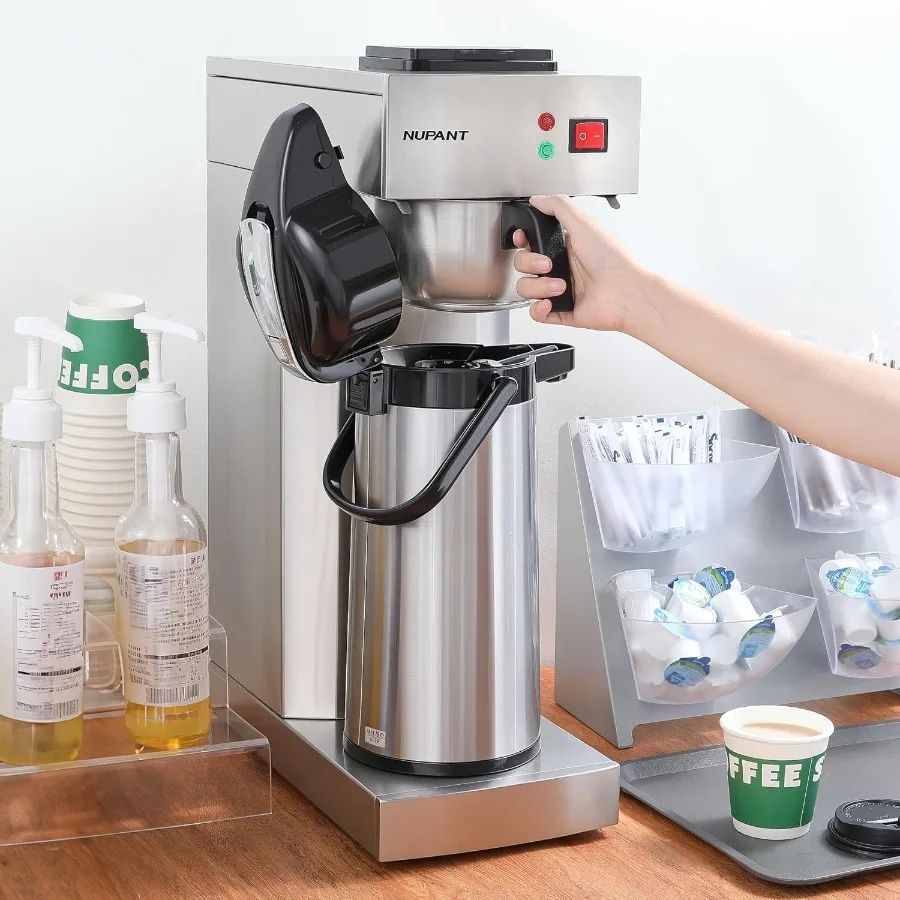 Cafetera de acero inoxidable de grado comercial, 2,2 l, 74 oz, con jarra térmica aislada de 24 horas para cafetería, restaurante, cafetería, 120V