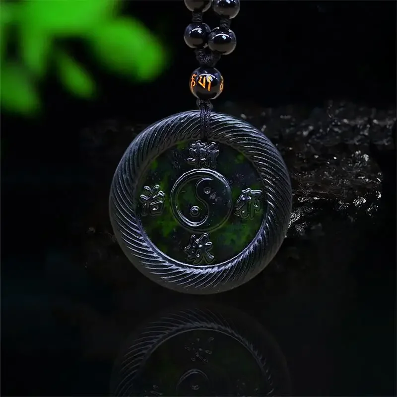 

Black Jade Tai Chi Pendant Men Man Luxury Necklace Amulets Amulet Gemstones Fashion Natural Accessories Carved Pendants Jewelry