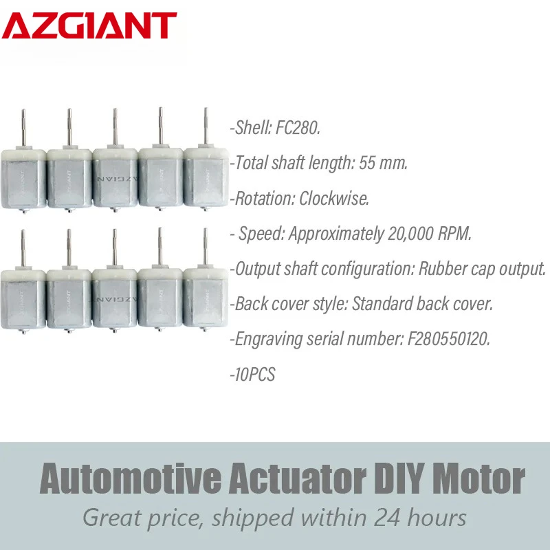 

AZGIANT 10PCS FC-280 DIY DC Motor for Car Door Locks and Mirror Folding Modules 12V High-Speed F280550120 20,000 RPM