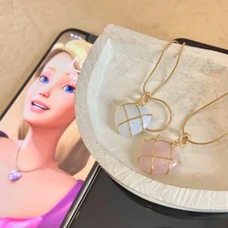 2022 Fashion Opal Heart Necklace Crystal Castle Necklace For Woman Girls Rose Quartz Barbie Necklace Jewelry Accessories Gift
