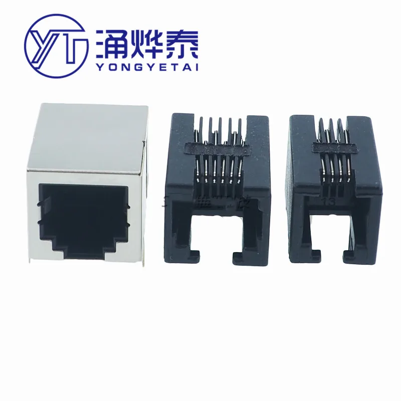 YYT 10PCS RJ11 RJ12 Curved Pin Telephone Socket Set 4P4C 6P6C 6P4C 8P8C with Shielding 90 Degree for Telecommunications