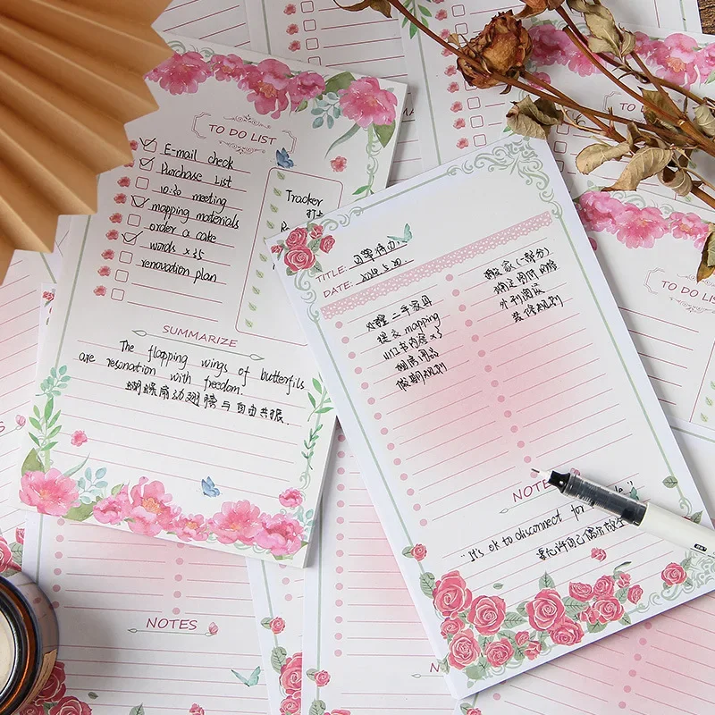 

Color Collection Note Paper Non-sticky Material Paper Note Pad Cross-border Foreign Trade Flower Notebook Planner