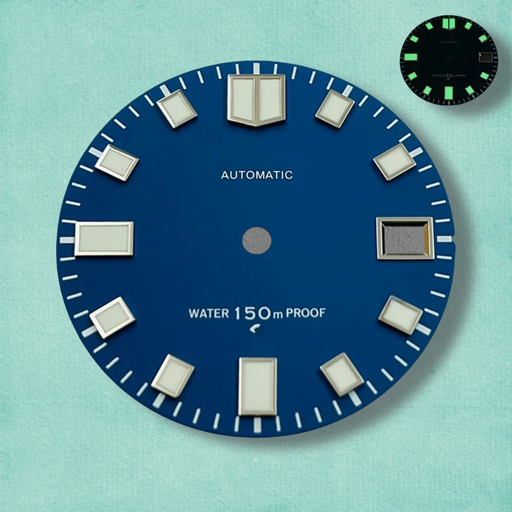 28.5mm S Logo Matte Dial Fit NH35/NH36/4R/7S Japanese Movement Green Luminous Diving High-Quality Watch Modification Accessories