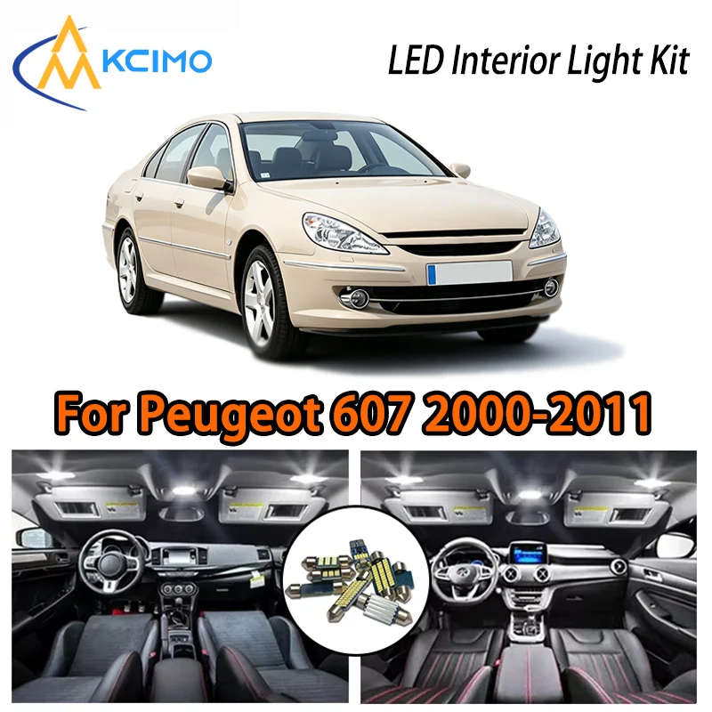 Two Colors LED Interior Lights For Peugeot 607 2000-2011, Super Bright Easy Install Car Atmosphere Light Kit