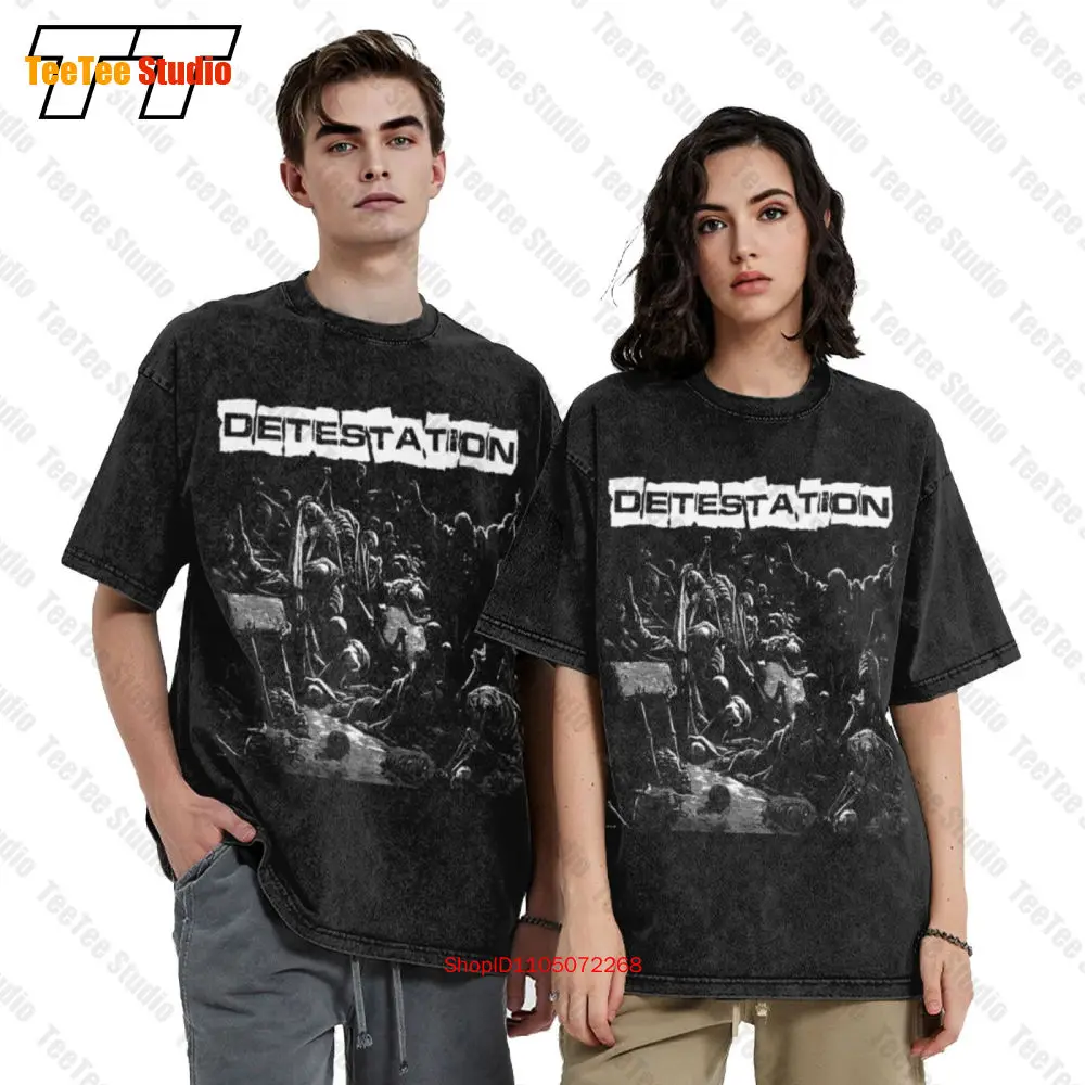 Detestation Vintage Oversized T-Shirt Hardcore Punk D Beat Crust Anti Cimex FAJ4