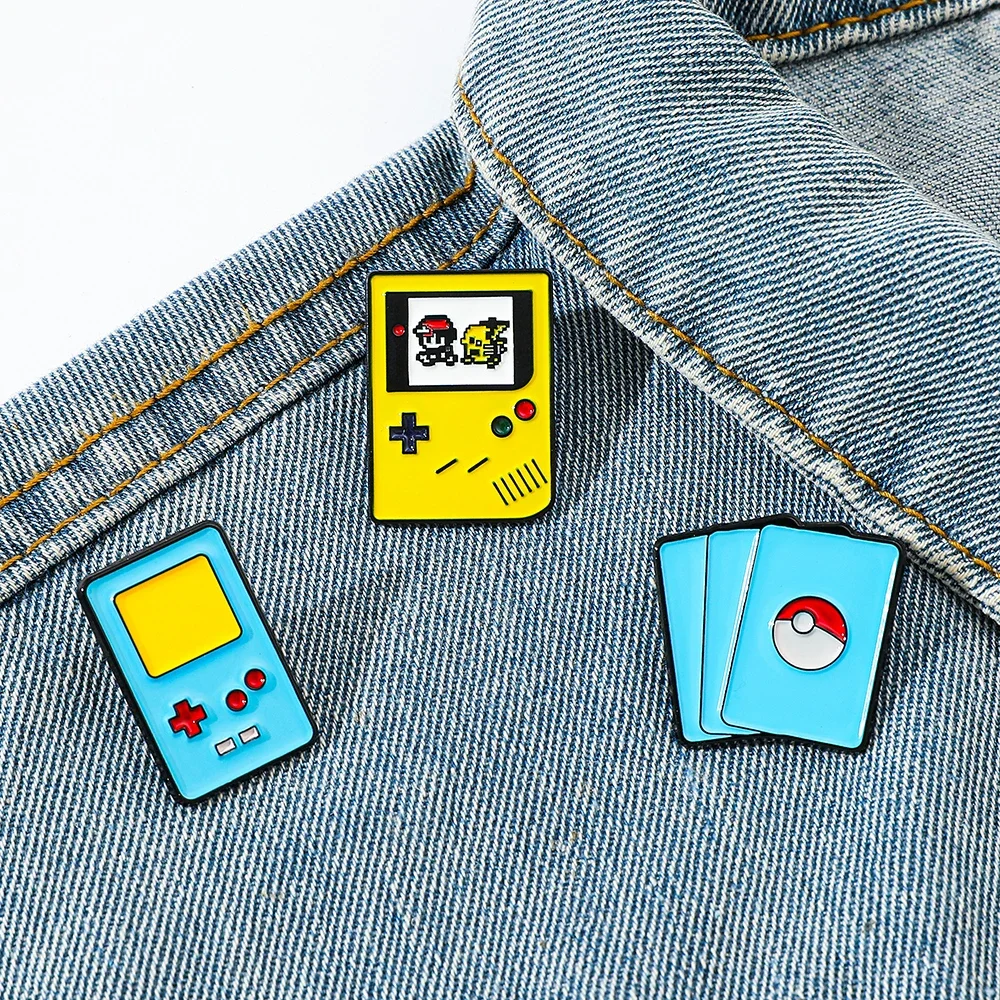 3 Pcs Cute Cartoon Brooch Creative Games Poké Ball Console Enamel Pin Metal Badge Jewelry Clothing Backpack Accessories Gift