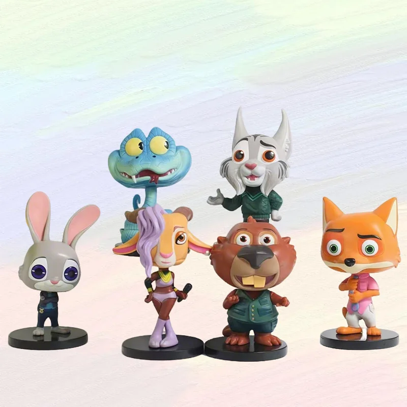 

hot movie 6Pcs Zootopia Cartoon Anime Figure Nick Fox Judy Zootropolis Utopia Action Figure Toys kids Room Ornaments Cake Topper