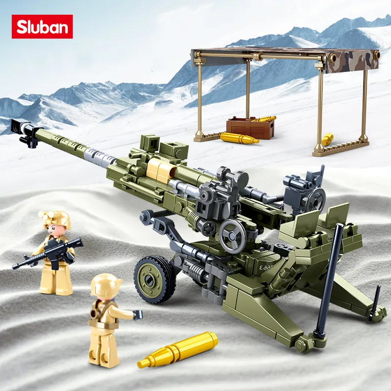 Sluban Building Block Toys Army Model Light Howitzer 258PCS Bricks B0890 Compatbile With Leading Brands Construction Kits