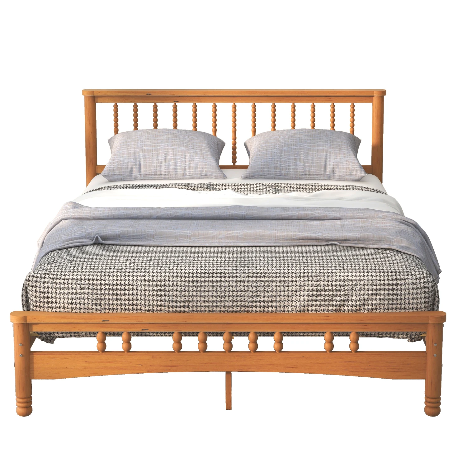 Elegant Queen Size Wooden Platform Bed Frame, Headboard, No Box Spring Needed, Easy Assembly