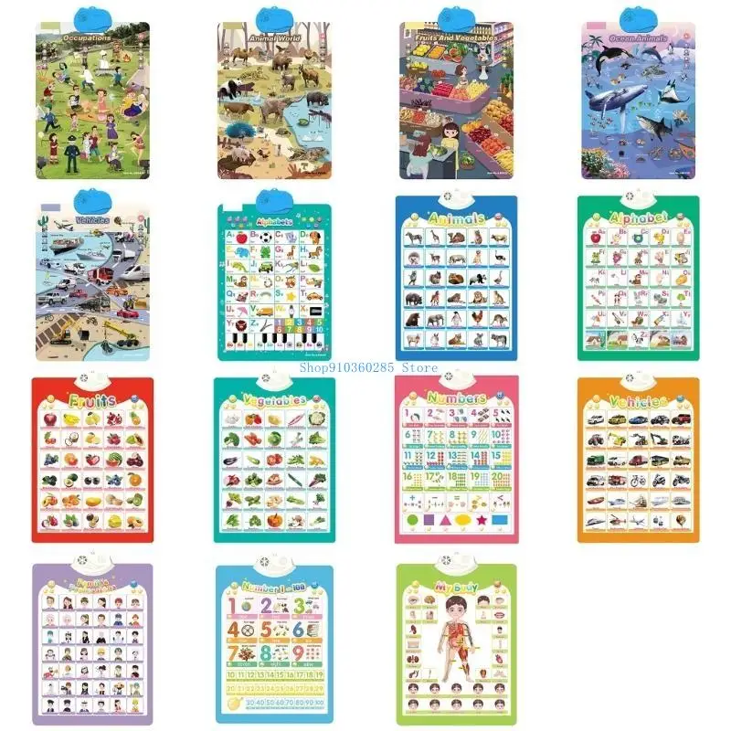 

K9FF Talking ABC Wall Chart Cognitive Skill Kids Educational Learning Poster Toy