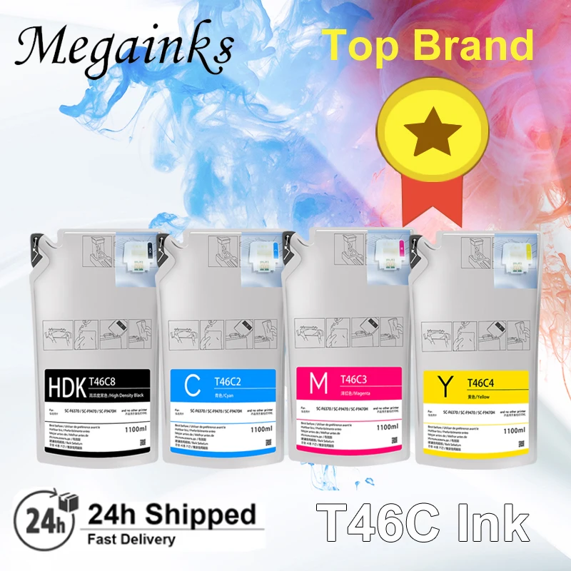 

1100ML T46C Ink bag for Epson T46C2 T46C3 T46C4 T46C8 ink cartridge for Epson Surecolor F6370 F9470 F9470H Printer with chip