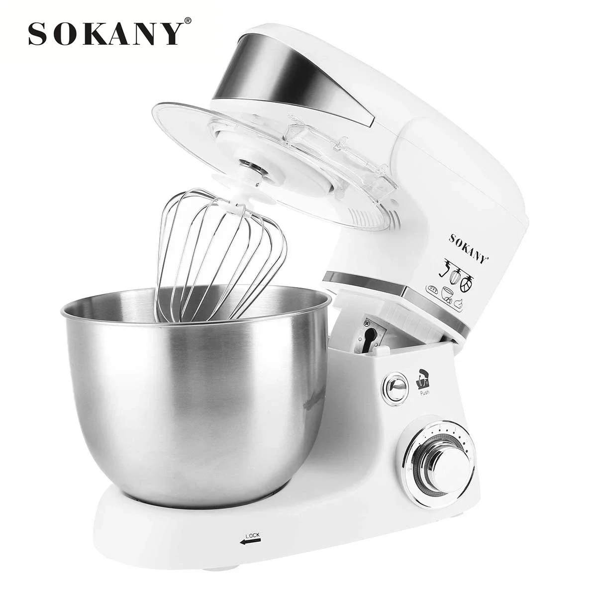 5L Electric Food Mixer 6 Speed Table Stand Cake Dough Mixer Cream Egg Whisk Blender Flat Beater Kitchen Powerful Machine