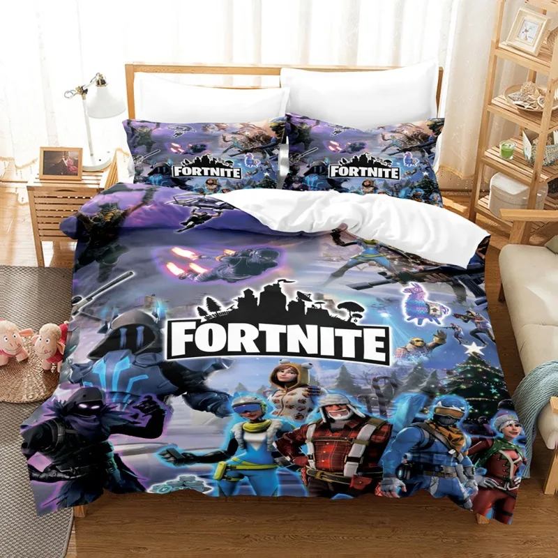 Fortnite Beddengoed Pak Dekbedovertrek 3D Gedrukt Slaapkamer Bed Cover Beddengoed 2/3pcs Anime Cartoon Kamer decoratie Kids Kerstcadeau