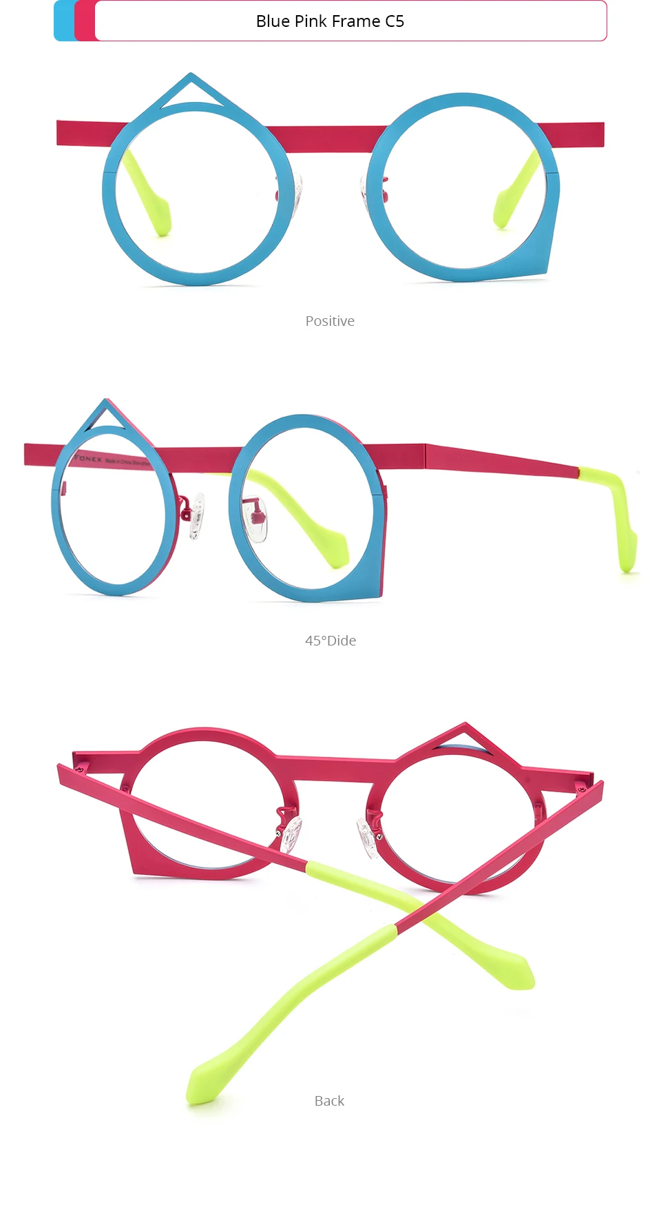 FONEX Reines Titan Brille Rahmen Frauen 2025, Neue Mode Marke Design Unregelmäßige Brillen Männer Ultraleicht Japanische Brillen 85801 – Detail 11