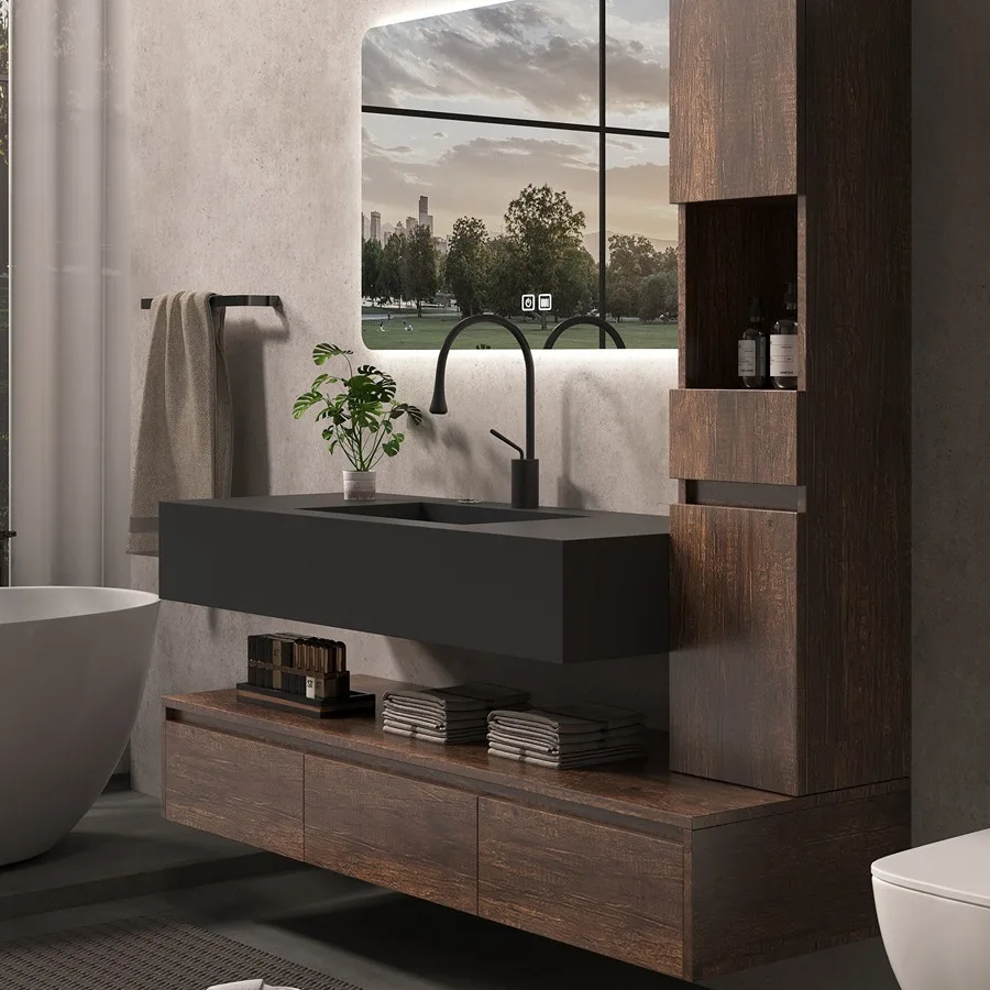 

Тумба для ванной комнаты с интегрированной раковиной Slate, комбинированный набор с тумбой-комодом