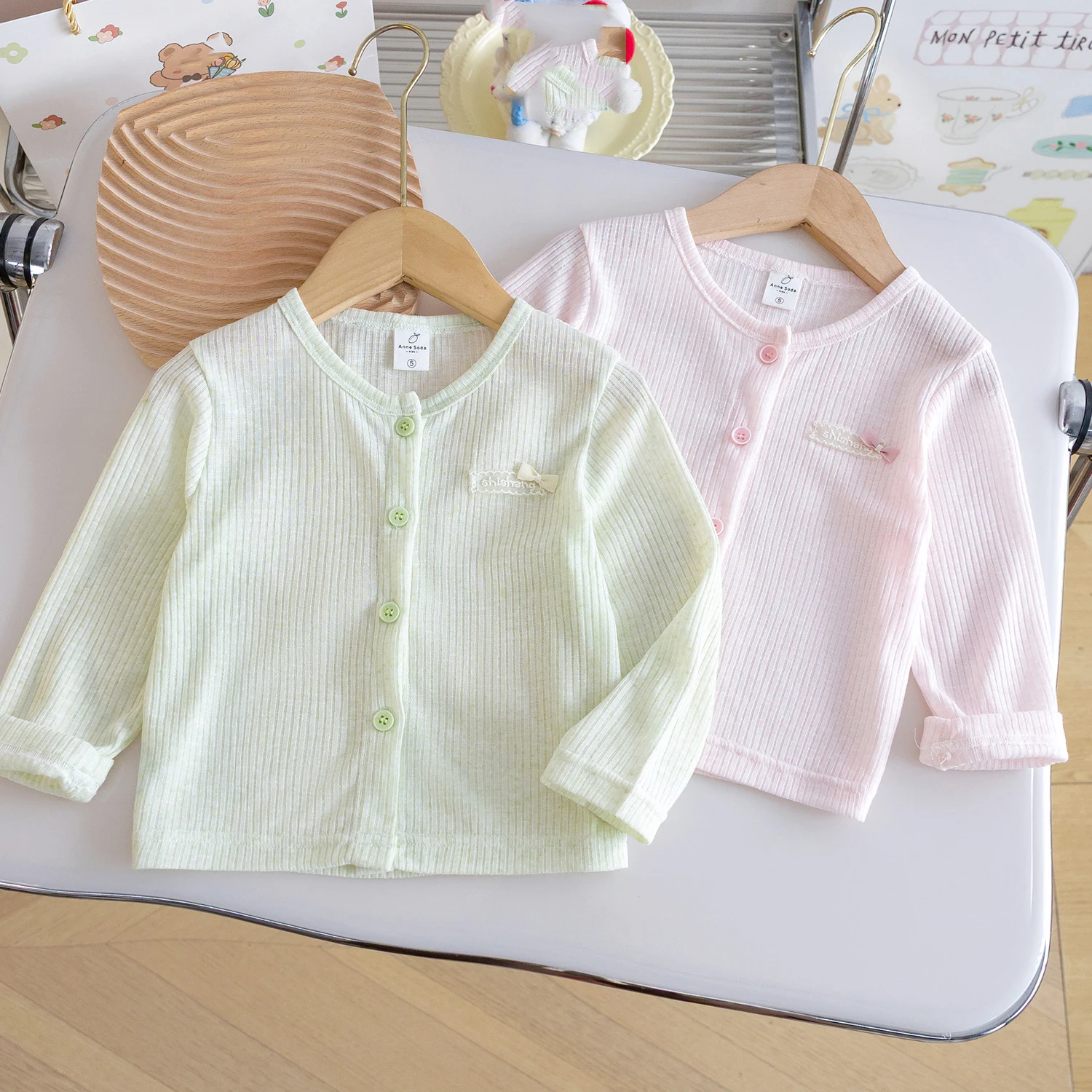 Kids Sunscreen Clothes Thin Summer Girls' Knitted Cardigan Breathable Comfortable Air Conditioning Shirt Round Neck Coat