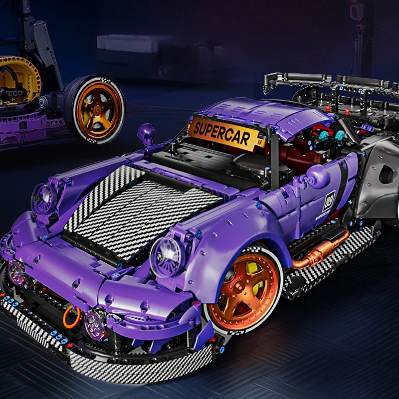 En STOCK MOC, bloques de construcción de automóviles deportivos con Control remoto técnico, ensamblaje de ladrillos, modelo de juguetes para niños, conjunto de regalo de cumpleaños