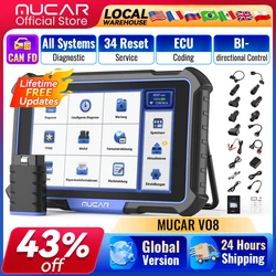 Lifetime Free Update MUCAR VO8 OBD2 Diagnostic Tool Support  CAN FD Full System Diagnosis ECU Coding Bi-direcional 34 Service
