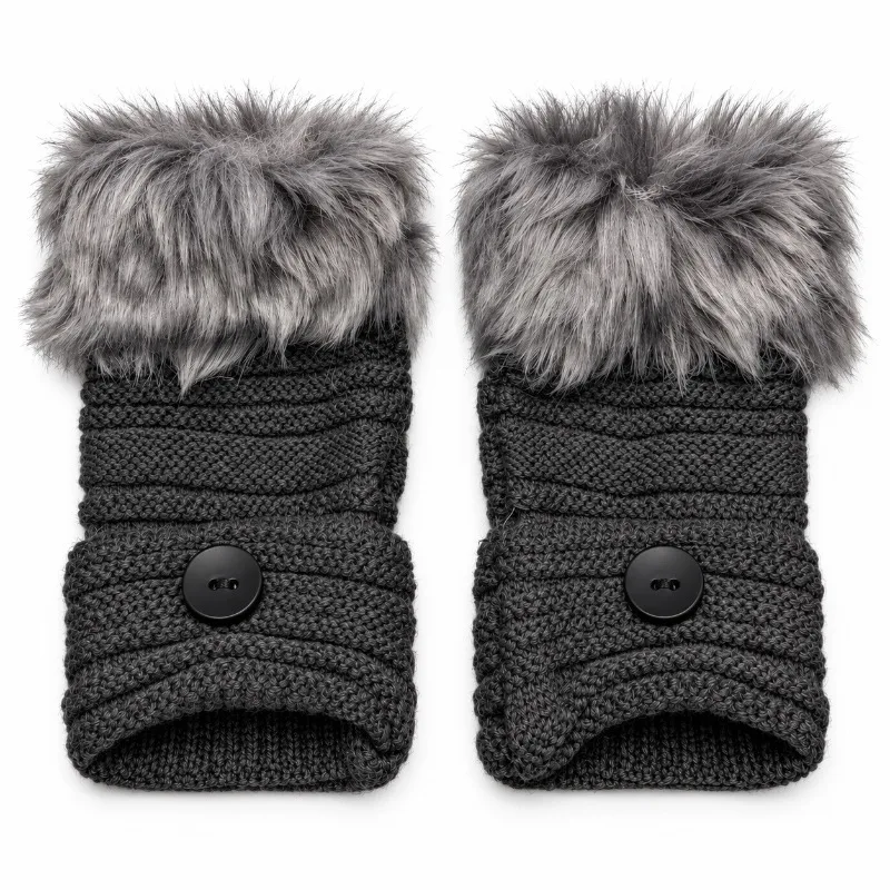 Winter Knitted Fluffy Half Finger Gloves Korean Faux Rabbit Fur Open Finger Thickened Warm Thermal Unisex Women Men Soft Cozy