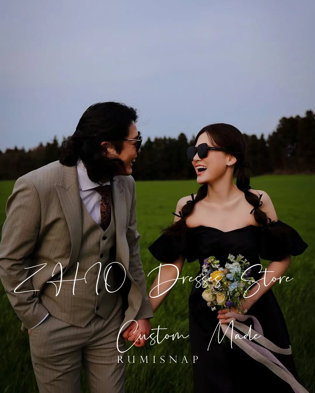 ZHIO Abito da sposa principessa Sweetheart con spalle scoperte Taffetà di seta nera Corea Servizio fotografico Abito da ricevimento nuziale personalizzato