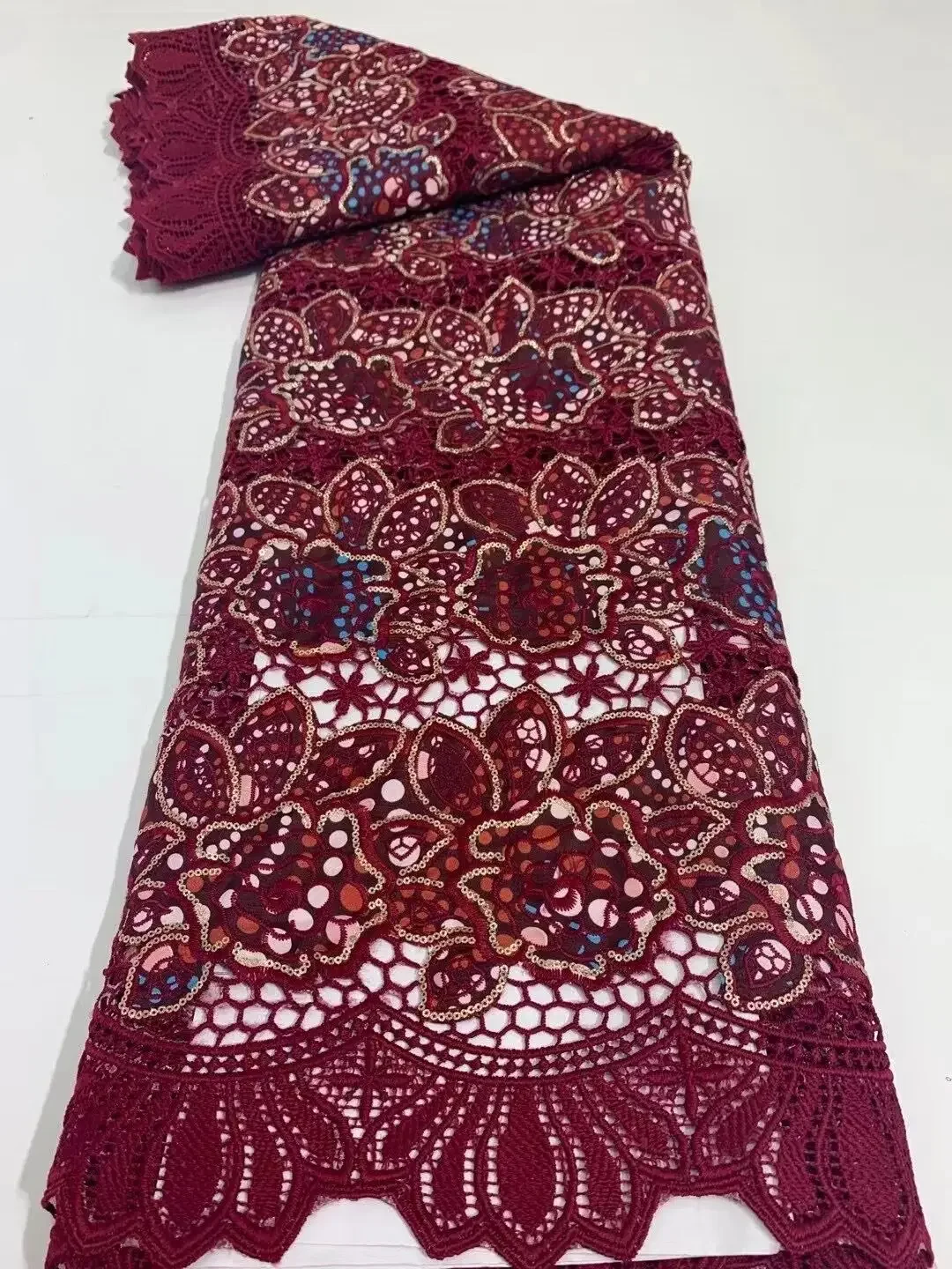 

Nigerian Lace Fabric With Glitter 2021High Quality Latest French Lace Hand Cut African Swiss Organza Lace Fabric