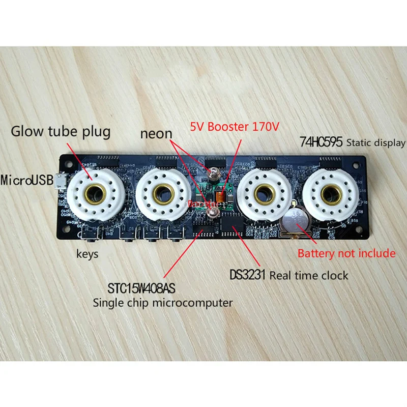 4-bitowy zintegrowany zegar świecący QS30-1, SZ1-1,SZ3-1,SZ-8 z lampami akrylowa skrzynka bez