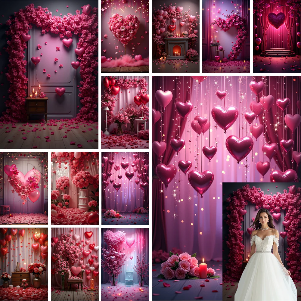 

MOON.QG Valentines Rose Backdrop Love Heart Flower Bridal Anniversary Photo Background Mothers Women Engagement Party Boudoir
