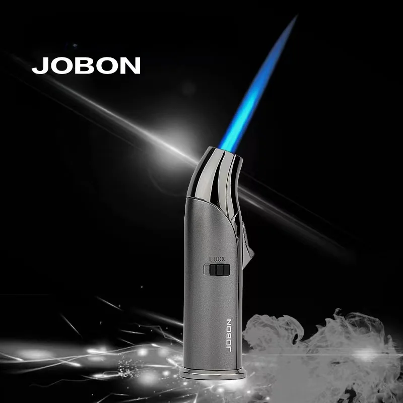 2024 JOBON Metal Butane Gas Lighter Outdoor Windproof Blue Flame Straight Turbo Flare Gun Cigar BBQ Jewelry Baking Lighters Tool