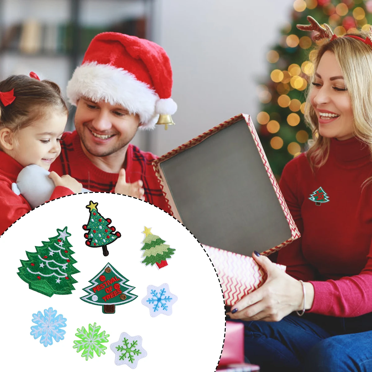 

40 Pcs Christmas Fabric Patches Embroidered Tree Snowflake Iron On Clothing Accessories For DIY Projects Garment