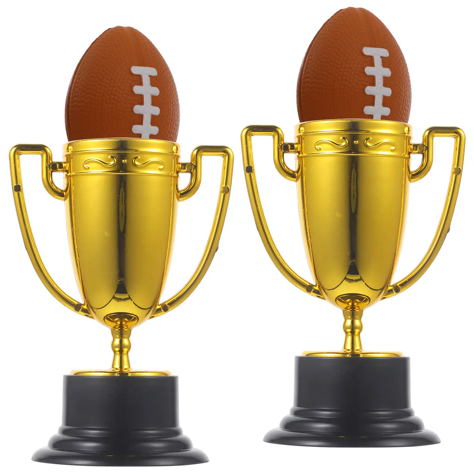 2Sets Mini Award Trophies Special Design Stable ABS Material Gold Color Ideal Party Prize Classroom Competition Trophy Decor