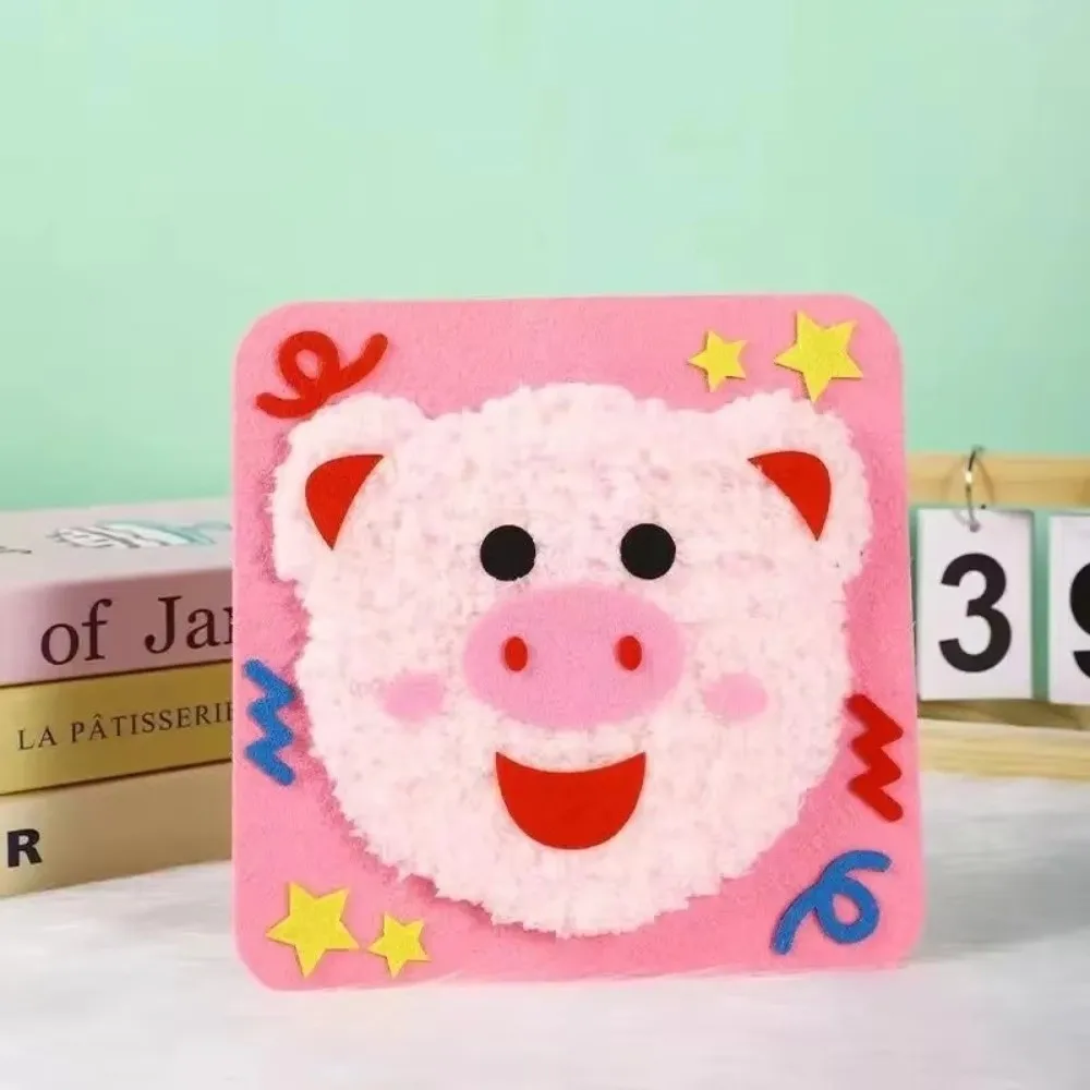 Sewing Needle and Thread Painting DIY Embroidery Set Animal with Sticker Educational Children's Hand Puppet Making