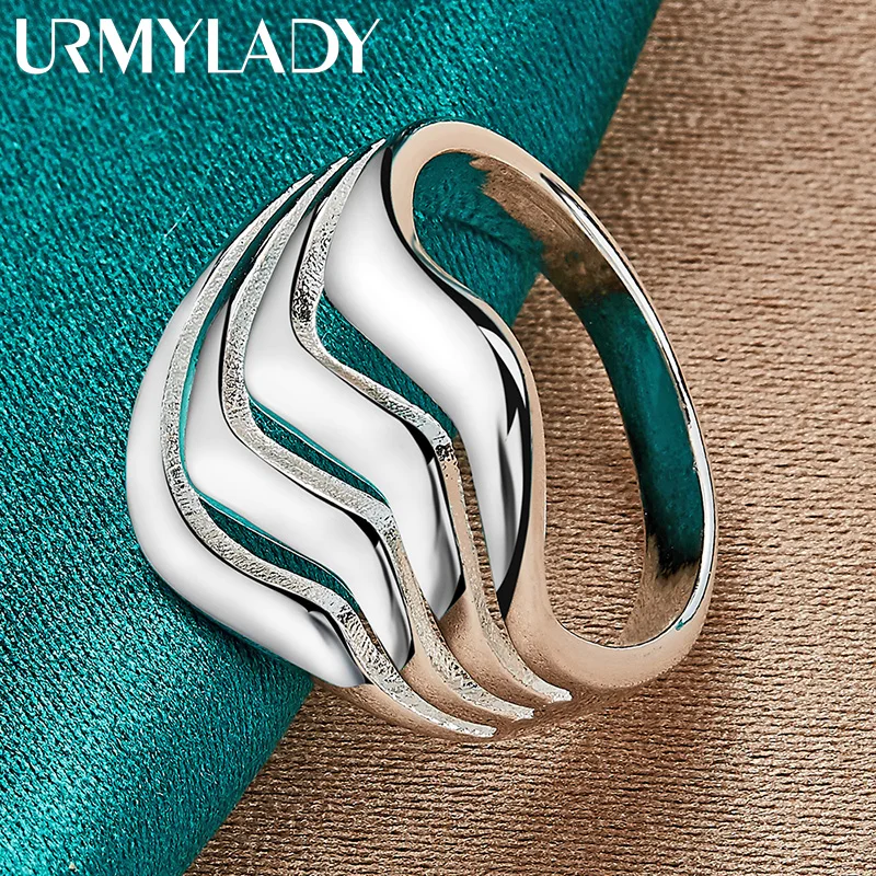 URMYLADY 925 Sterling Silver Wavy Smooth 6-10 #   Pierścionek dla kobiet ślub zaręczynowy moda urok biżuterii