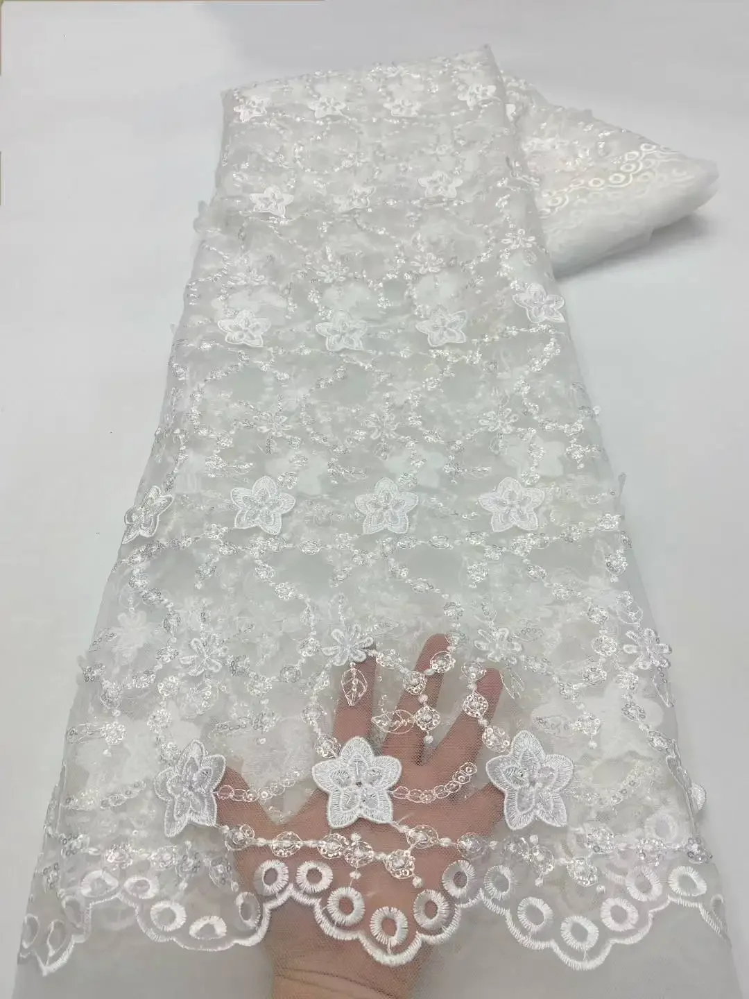 

2025 Purple Sequin Beaded Embroidery Lace Fabric Elegant French Net Lace Fabric With Beads Nigerian Sequins Lace Fabrics SZ817