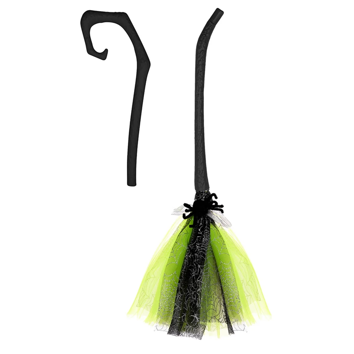 ハロウィーンは子供と大人のための魔女のほうきをドレスアップします、コスプレ小道具、飛ぶほうき、bグリーン