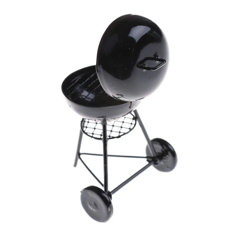 1:12 Dollhouse Miniature Black BBQ Grill modello accessori da cucina per casa delle bambole giardino decorazioni per esterni bambini fingono di giocare con i giocattoli