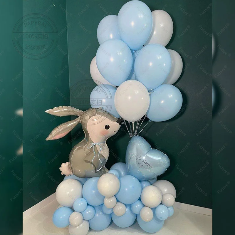 51 Stück niedlicher Kaninchen-Liebesballon, hellblaue Zahl, Geburtstagsballon-Set, Festival, Party, Dekoration, Geburtstag, Überraschungsgeschenk, Taufe