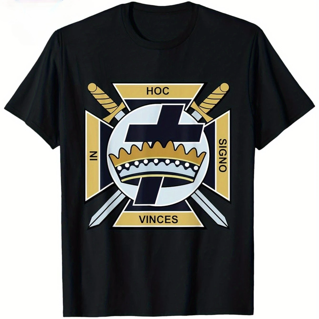 Knights Templar Masonic York Rite Golden Crusader Emblem T-Shirt 100% Cotton O-Neck Short Sleeve Summer Casual Mens T-shirt
