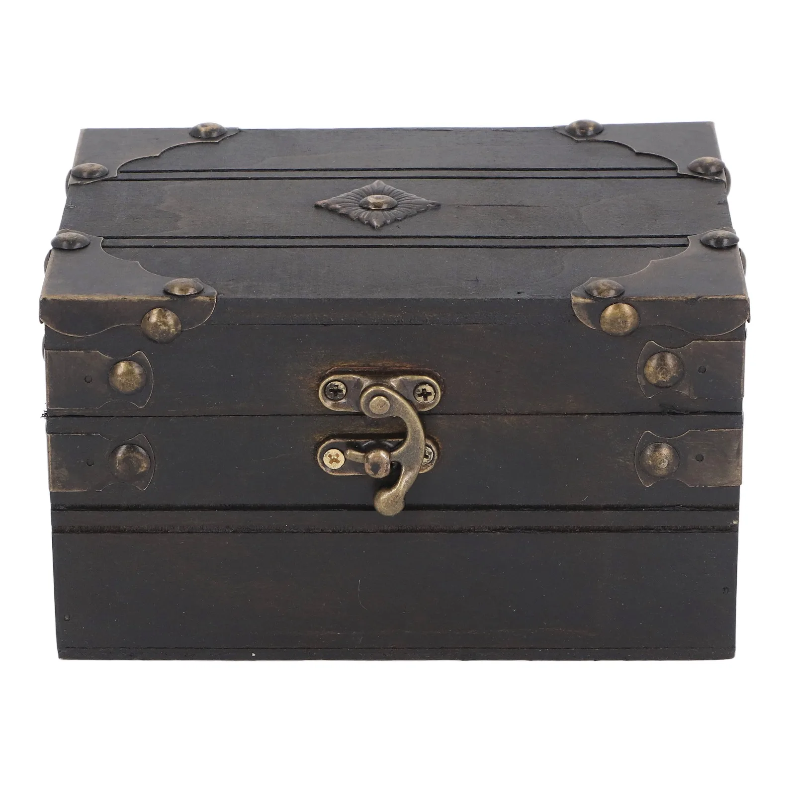 Vintage Wooden Jewelry Storage Box Treasure Chest Case Trinket Box Desk Decoration for Storing Necklace Rings Earrings