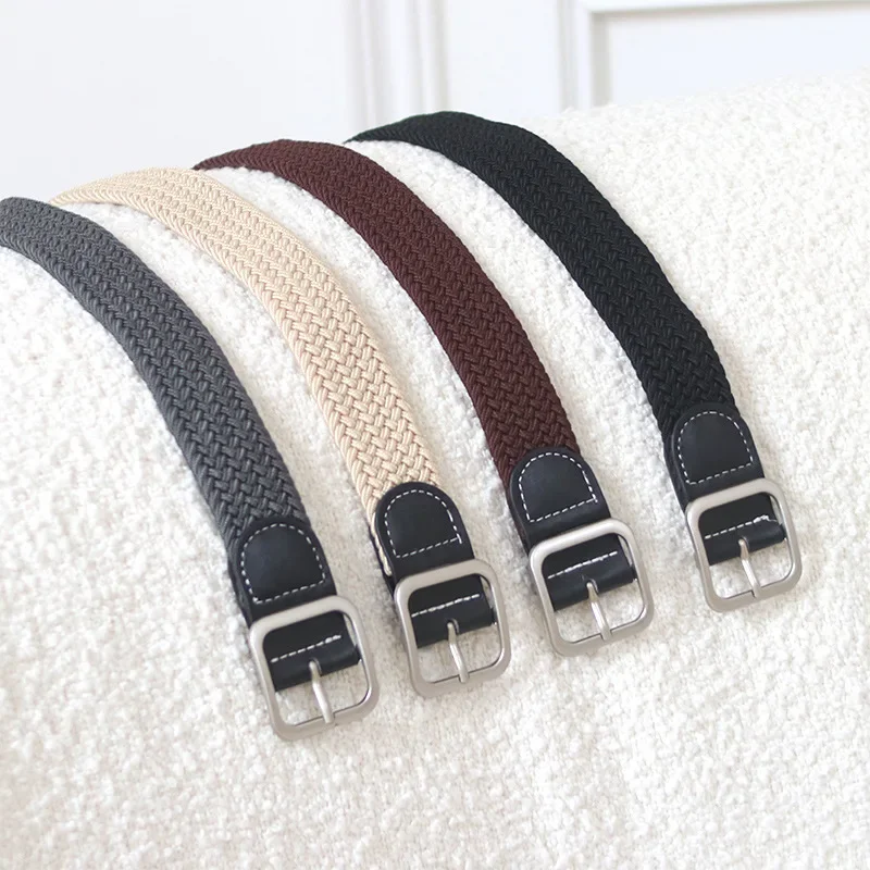 Canvas Elastic Belt Unisex Fashion Casual Simple Versatile Jeans Thin Waist Accessories  Youth Nylon Pin Buckle Waistband New