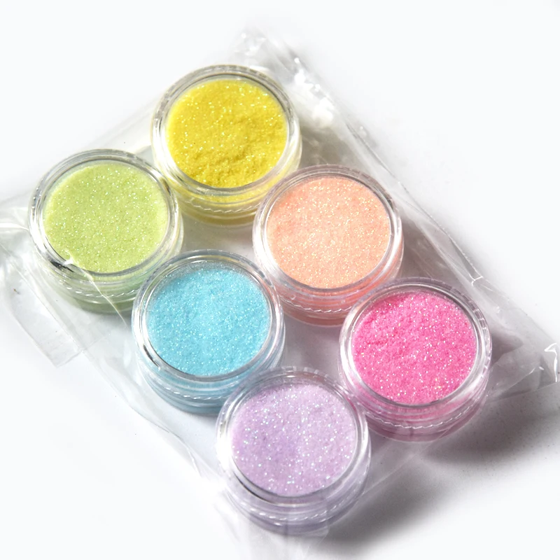 6 słoiki płatki Glitter Glitter olśniewająca perła różowy proszek do zanurzania na paznokcie akrylowe narzędzia Glitter Mix AB Color .008 najdrobniejszy brokat