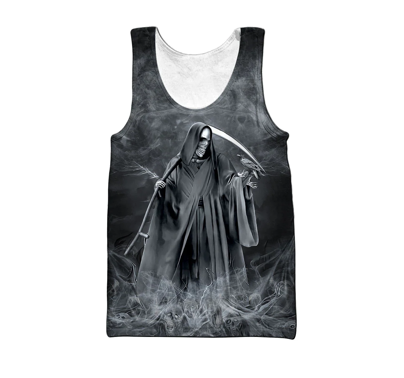 Reaper Scythe Skull Girl And Rose 3D Printed Men vest Summer Harajuku Sleeveless t shirt Unisex Casual Cool Tank Tops BX-77