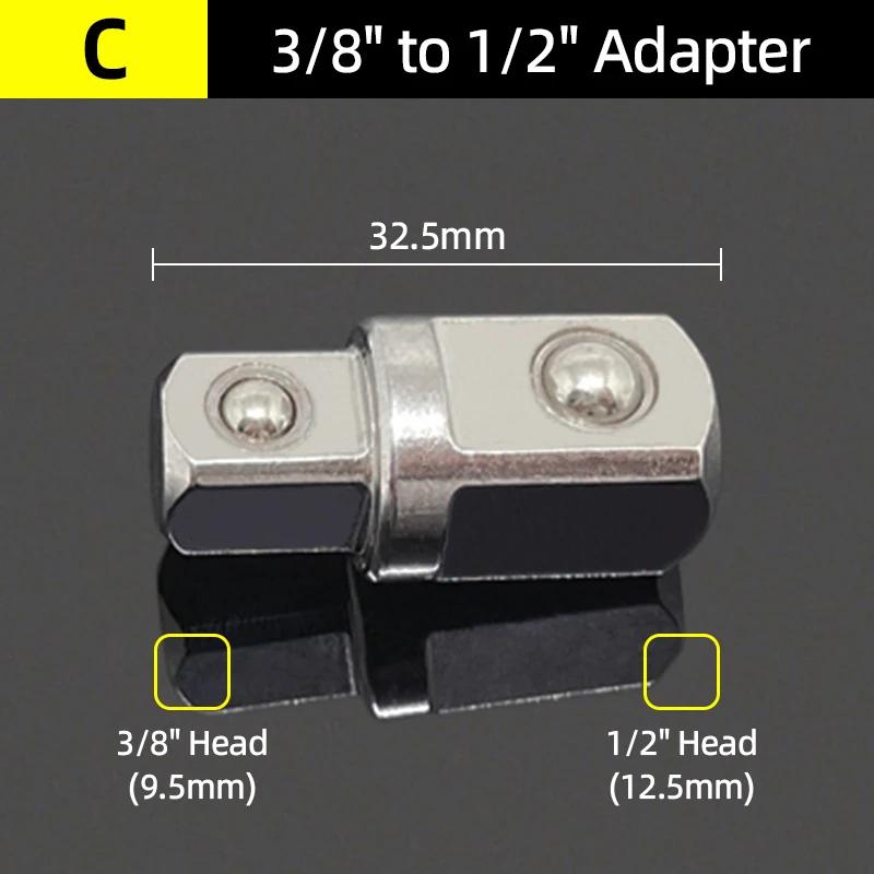 Steckschlüssel-Adapter-Reduziersatz 3/8 auf 1/2 3/8 1/4 1/2 auf 1/2 Schlagschrauber-Ratschenschlüssel-Steckschlüssel-Adapter Reparatur-Handwerkzeug – Detail 4