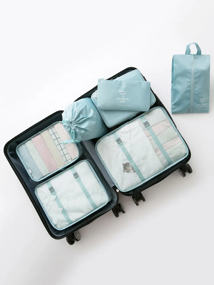

6/7-piece Set Travel Bag Organizer Clothes Luggage Travel Organizer Blanket Shoes Organizers Bag Suitcase Pouch Packing Cubes