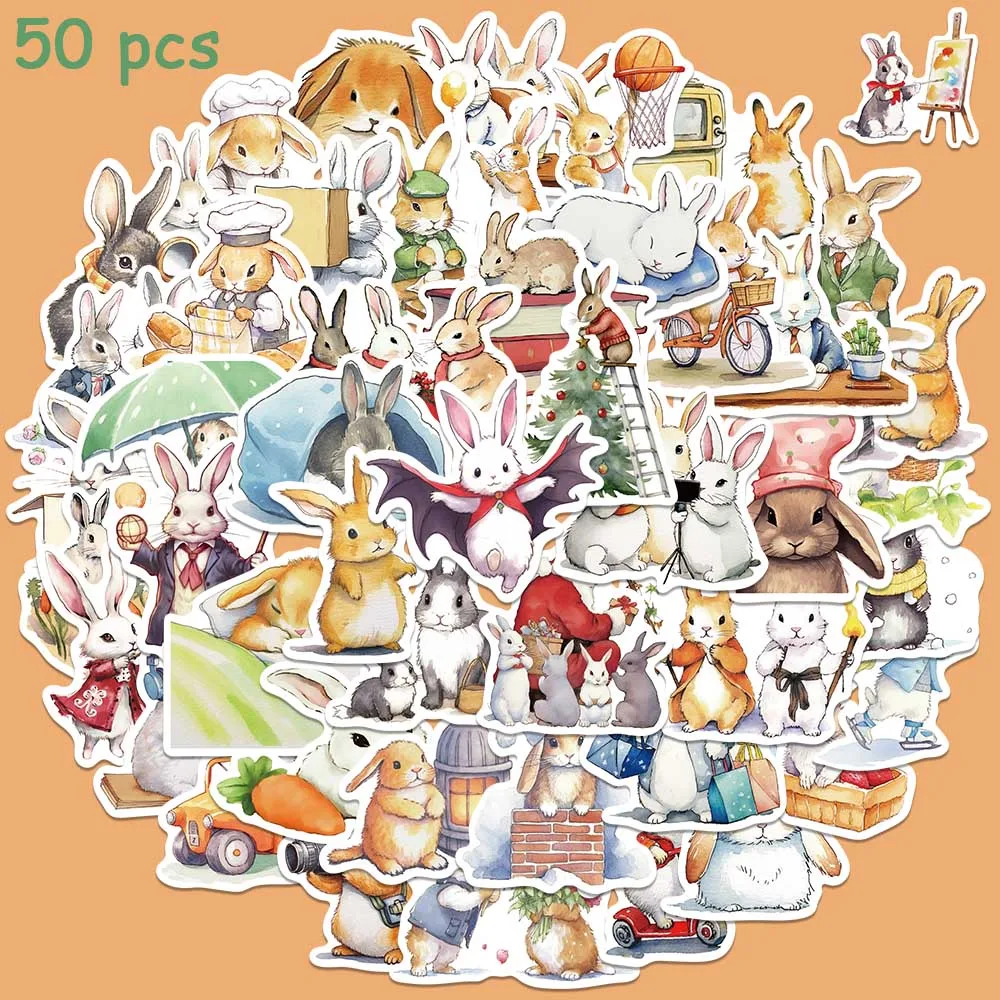 50pcs Bonnie Bunny Diary Stickers Cartoon Cute Rabbit Decals Toy DIY Kids Laptop Luggage Skateboard Notebook Stickers