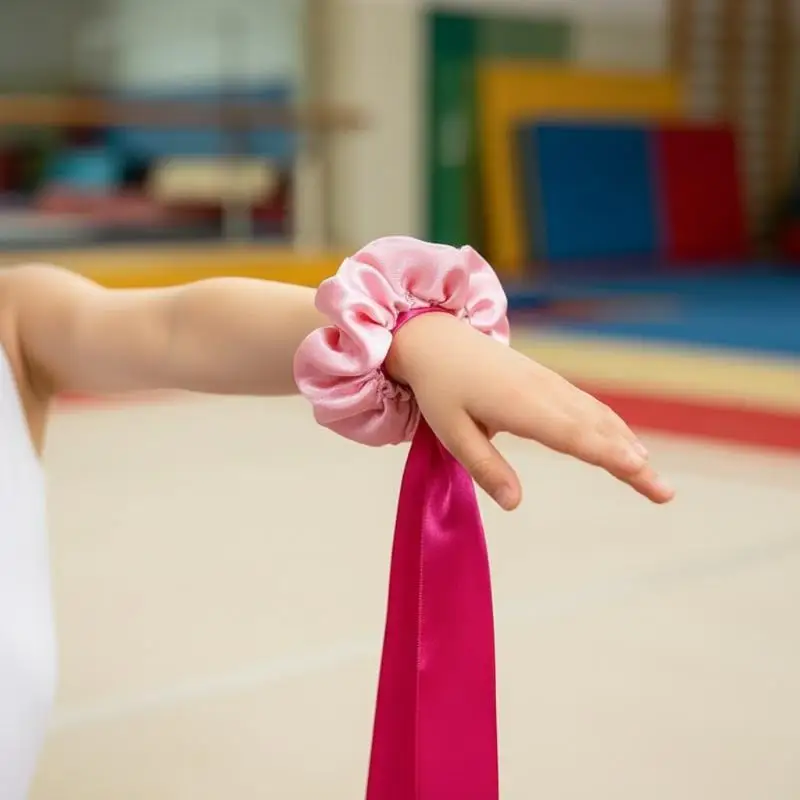 Tanz-Zubehör Polyester Gymnastik Langes Band Elastisches Regenbogenband Stirnband Mehrfarbige Handgelenkschlaufen Cheerleading – Detail 4