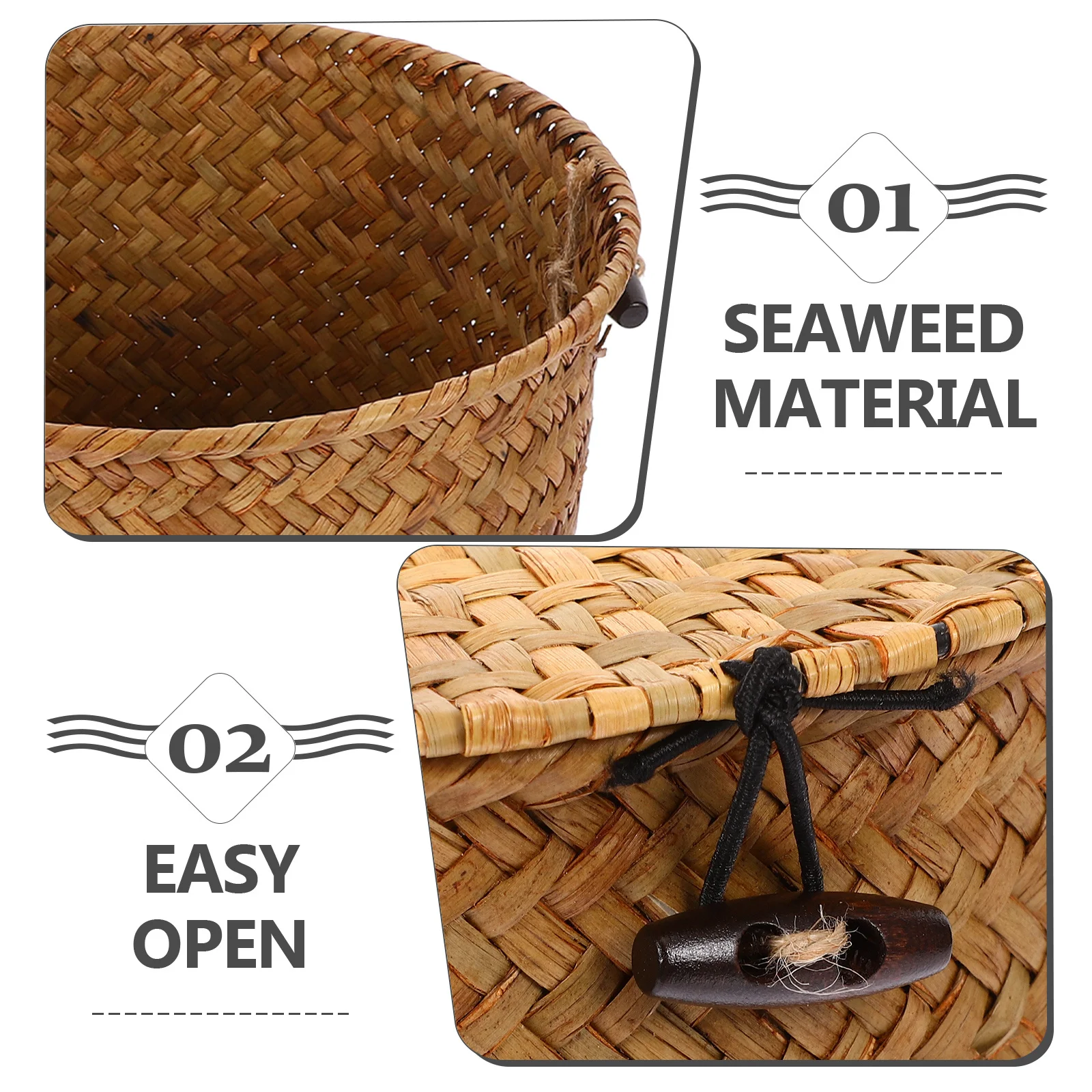 

Desktop Storage Organizer Box Natural Seagrass Basket for Office Snacks Cosmetics Multifunction Storage Basket for Shelves