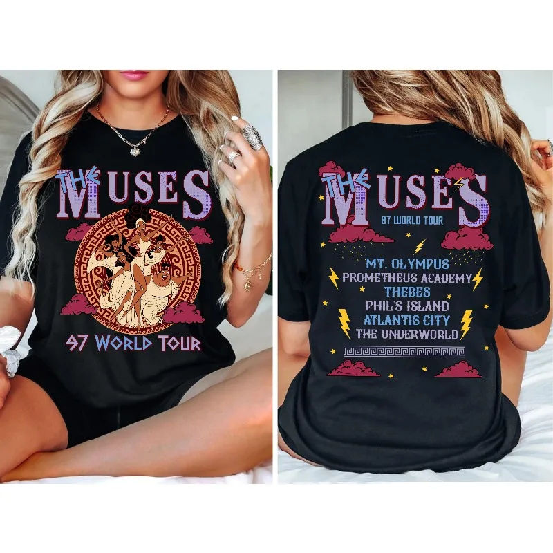 Camisa Vintage Muse 97 World Tour, camisa Disney Hercules Muse, ropa informal de algodón puro Unisex para todas las estaciones